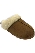 Dearfoams Women's Helena Puffed Collar Slippers Chestnut