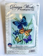 DESIGN WORKS NEEDLEPOINT KIT BUTTERFLIES GALORE 5” X 7” NEW OLD STOCK