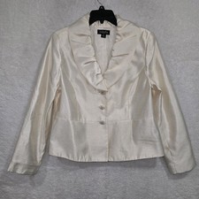 Isabella Women's Off-white Suit Jacket Size 16 Long Sleeve Cream Blazer Coat
