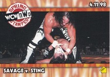 Macho Man Randy Savage vs Sting 1999 Topps WCW/nWo Nitro Stickers Card S4 WWE