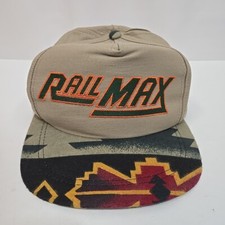 Vintage Rail Max Strapback Hat Aztec Print Brim Made in USA Hidden Closure