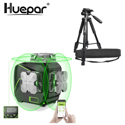 Huepar 3D Bluetooth-Verbindung Laserniveau mit LCD-Bildschirm +143 cm Stativ