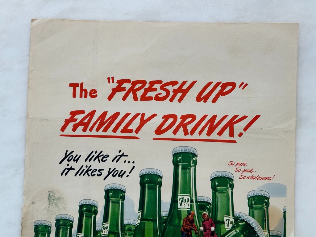 ヴィンテージ 1948年 7up 厚紙 ポスター 1948 SEVEN-UP Soda 7UP Paper Poster SIGN Vintage Advertising