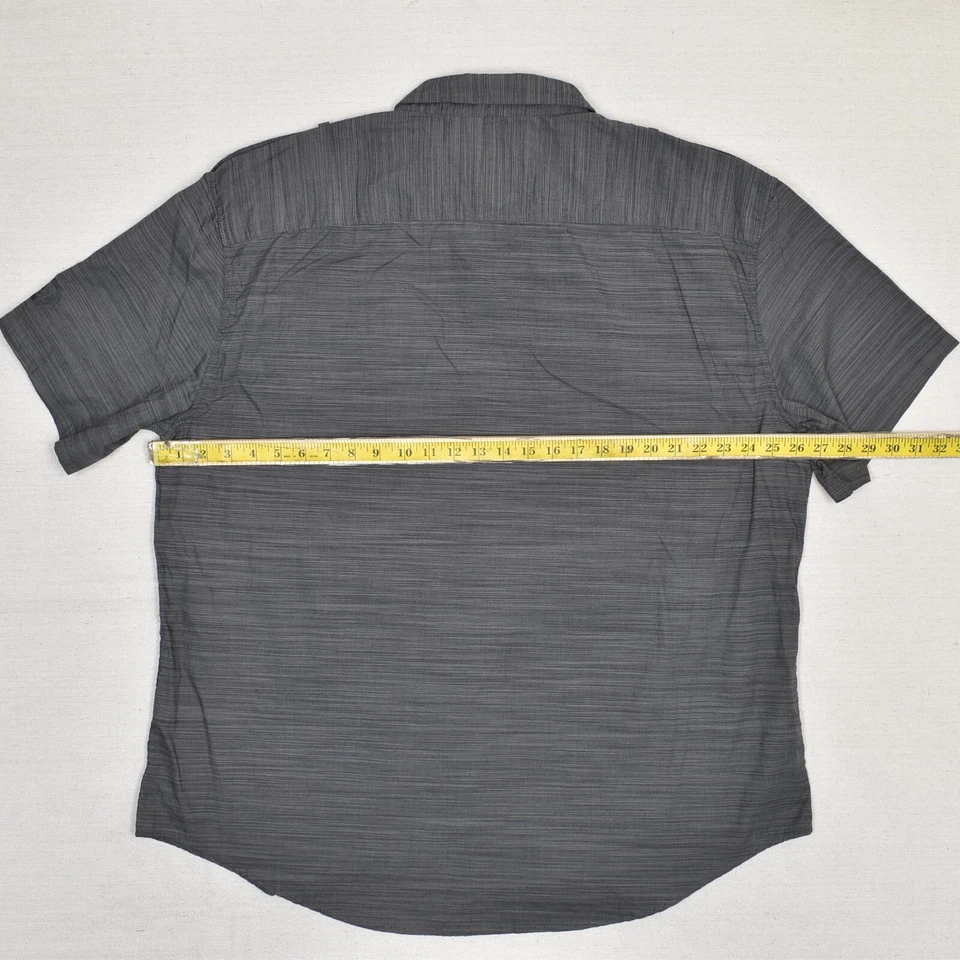 Ecko Unltd. Men Button Down Shirt Short Sleeve Striped Y2K Cotton Gray Size 3XL - Image 4 of 4