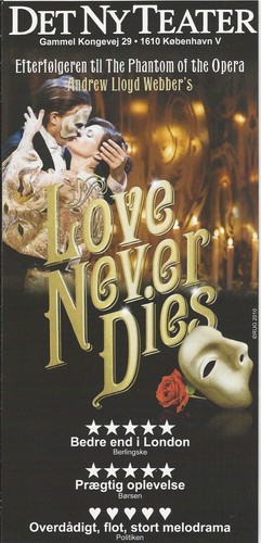PHANTOM follow up / Andrew Lloyd Webber / LOVE NEVER DIES / special Danish flyer