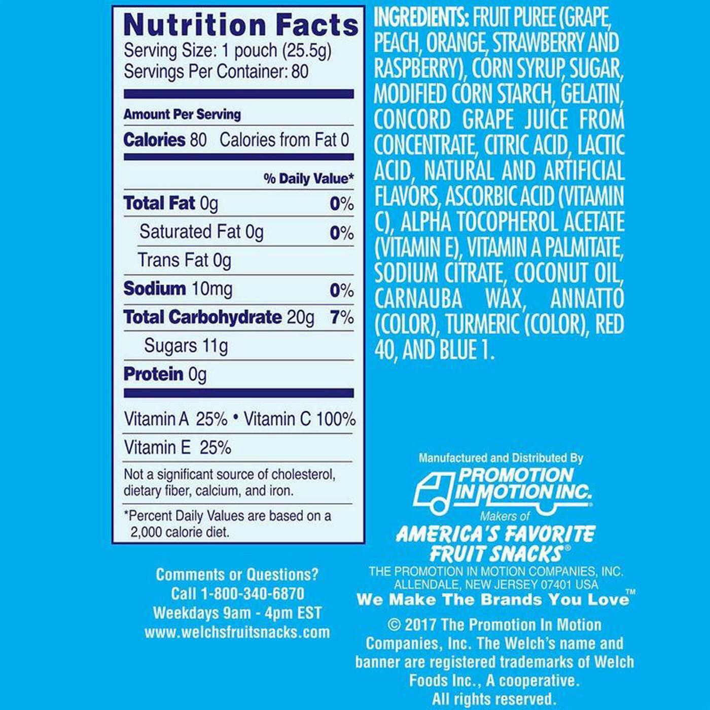 Welch's Fruit Snacks Mixed Real Fruit Pouches Pack of 25g x 80