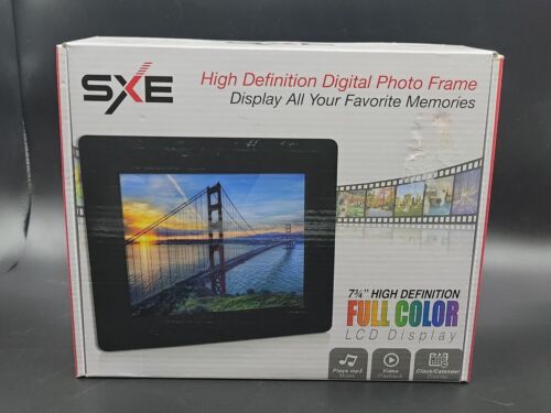 SXE 85003BK 7-3/4" HD cadre photo numérique calendrier/horloge, noir - Photo 1/5