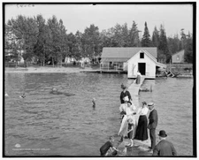 8" x 10" 1906 Bath house,pier,wharves,dock,water bodies