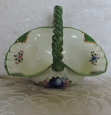 Hand Painted Ceramic Basket, Deruta Mid 900s