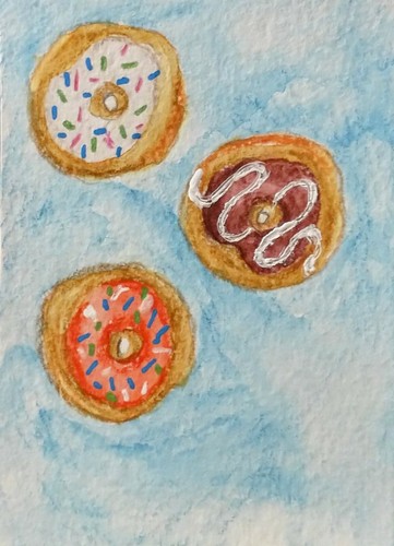 ACEO "Free Falling Donuts", by Award Winning Artist Stacey Torres ART