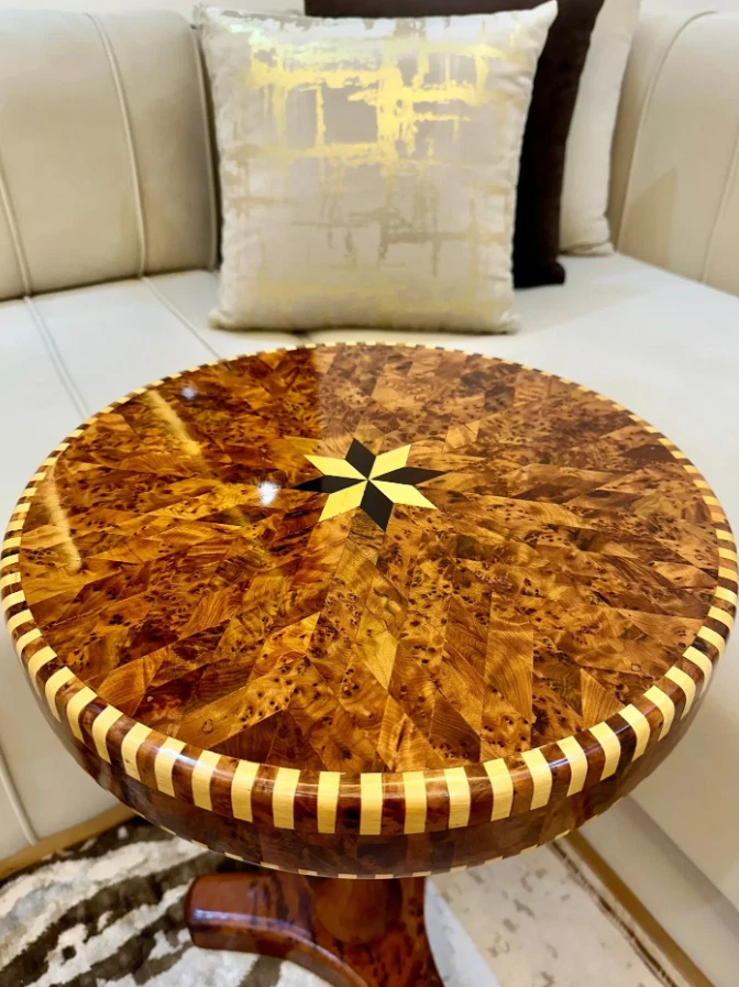 Moroccan Round Coffee Table – Lemon & Thuya Wood Inlay - Image 2 of 4