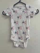 Gerber Baby Girls Cute Animal Giraffe Bird Print Short Sleeve Onesie White 0-3M