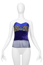 VINTAGE GIANNI VERSACE RHINESTONE  VELVET COUTURE BUSTIER