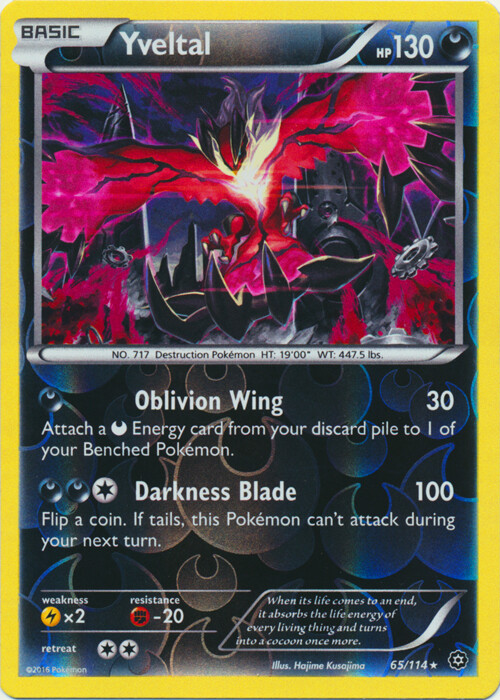 Pokemon - Yveltal - 65/114 - Holo Rare - Reverse Holo - XY - Steam Siege - LP