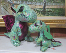 Lot of 2 Ty Beanie Boos CINDER Green Dragon Stuffed Plush w/ Tags  Baby Cinder