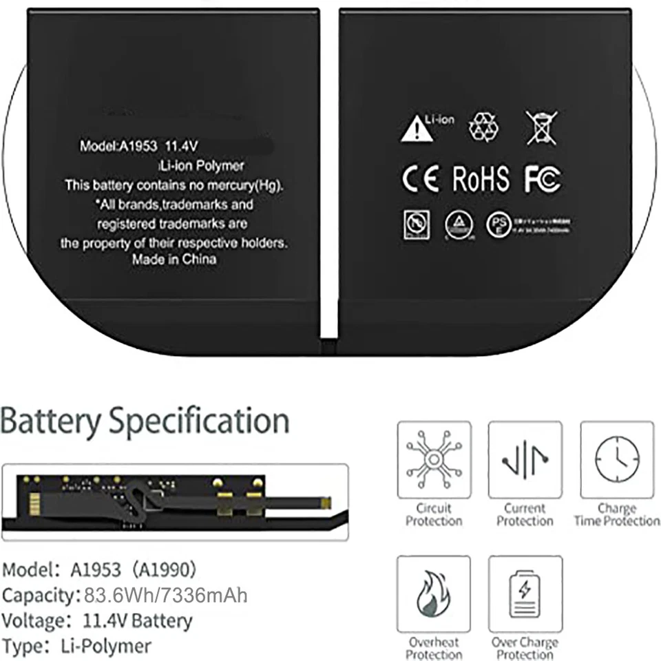 Batería A1953 A1990 Para Apple MacBook Pro 15" Touch A1990 2017 2018 2019 BATERÍA - Imagen 2 de 4