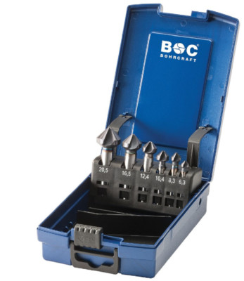 Bohrcraft Kegelsenker UNGL. HSS-E blue+ DIN 335 C in ABS-Box 6-tlg.