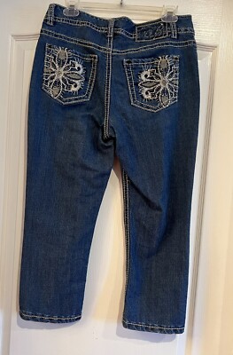 Code Bleu Annette Women Sz Regular Capri Pants Blue Denim