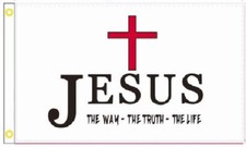 3X5 JESUS THE WAY THE TRUTH THE LIFE JESUS CHRIST CHRISTIAN CROSS FLAG BANNER