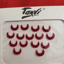 Maroon Velvet Crescent Moon Small 7mm diameter Bindi - Traditional Maharashtrian
