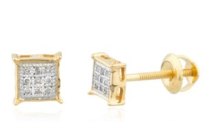 10k Gold 05ct Diamond Stud Earrings 4 2mm Square Pave Screw Back