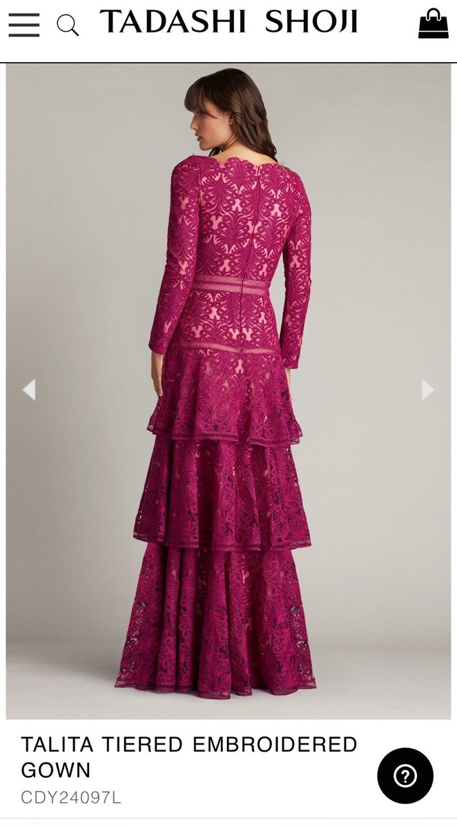 Tadashi Shoji Talita tiered embroidered evening gown size 10 Tadashi Shoji Talita tiered embroidered evening gown size 10
