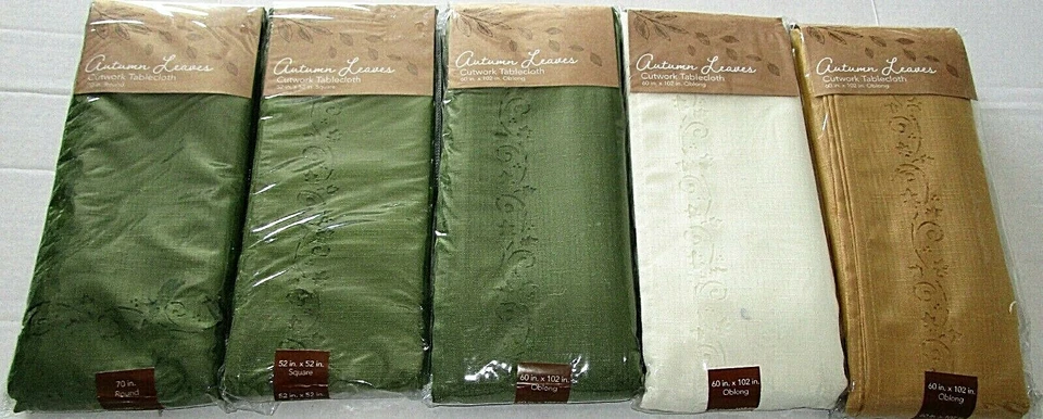 AUTUMN LEAVES Cutwork Fabric Tablecloth Assortment  [Your Choice] - Image 2 of 2
