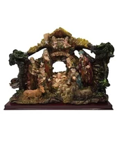 International Bazaar Resin on Wood One Piece Set Christmas Nativity Scene 