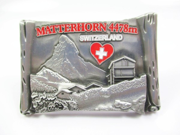 Matterhorn Schweiz Metall Magnet Schriftrolle Souvenir Switzerland Alpen-image
