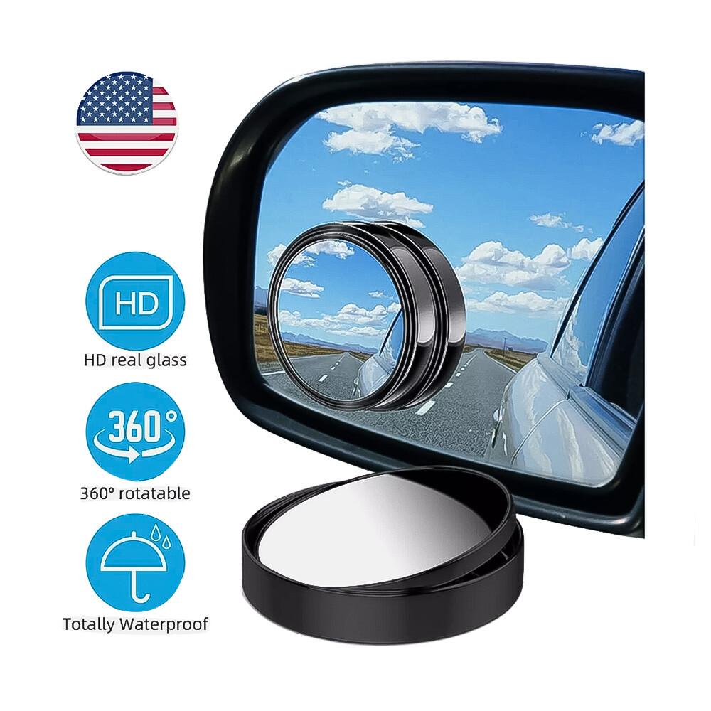 2PCS Side Rear View Mirror Blind Spot Mirrors Round HD Glass Convex 360° For Car