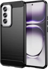 For OPPO RENO 12 PRO CARBON FIBER CASE BLACK SHOCKPROOF HEAVY DUTY BACK COVER