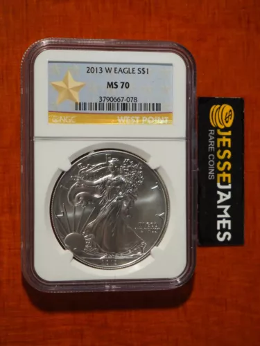 2013 W BURNISHED SILVER EAGLE NGC MS70 GOLD STAR LABEL