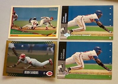 4- Deion Sanders 1994 -95 inserts Score Gold Rush Topps GOLD UD Electric Diamond
