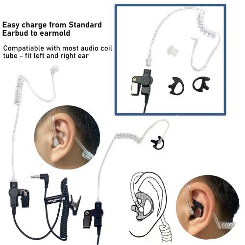 3.5mm Listen Only Acoustic Tube Police Headset Earpiece for Motorola Speaker Mic - Zdjęcie 3 z 7