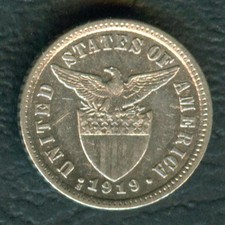 1919-S US Philippines 10 CENTAVOS United States of America Silver Coin KM-169