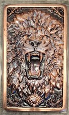 BARRE D'INVESTISSEMENT EN CUIVRE LION RUGISSANT - 3D COULEUR UV HAUT-RELIEF 1 oz BU 0,999 FINE