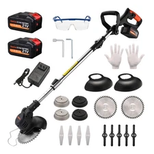21V Electric Weed Eater, Cordless Brush Cutter Trimmer with Adjustable Pole &...