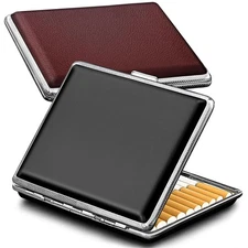 roygra Cigarette Case (2 Pack), Spring Switch 20 Capacity Black + Brown 