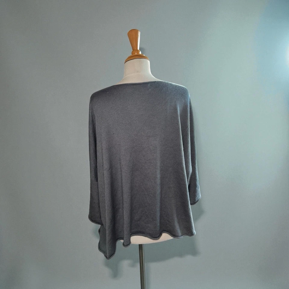 ESKANDAR Cashmere Merino Wool Silk Wide Sweater Gray Scotland Lagenlook size OS - Image 2 of 4