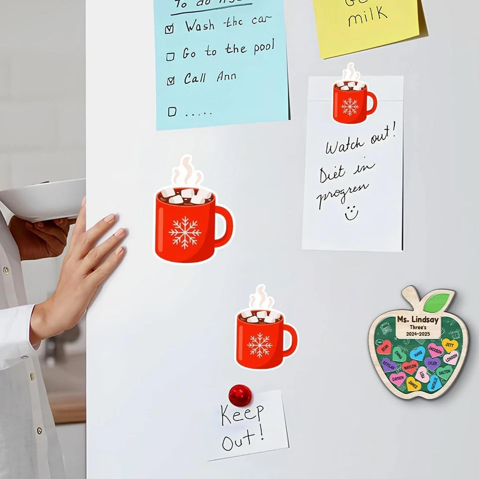 3 Pcs Hot Cocoa Mug Christmas Sticker, Red Cup with Snowflake & 3 inch, C6  - Image 2 of 4