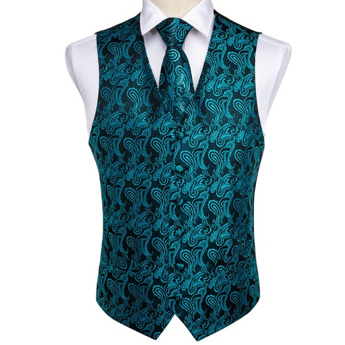 Men's Tuxedo Vest & Bowtie/Necktie Set, Classic Formal Waistcoat Paisley Floral - Picture 116 of 224
