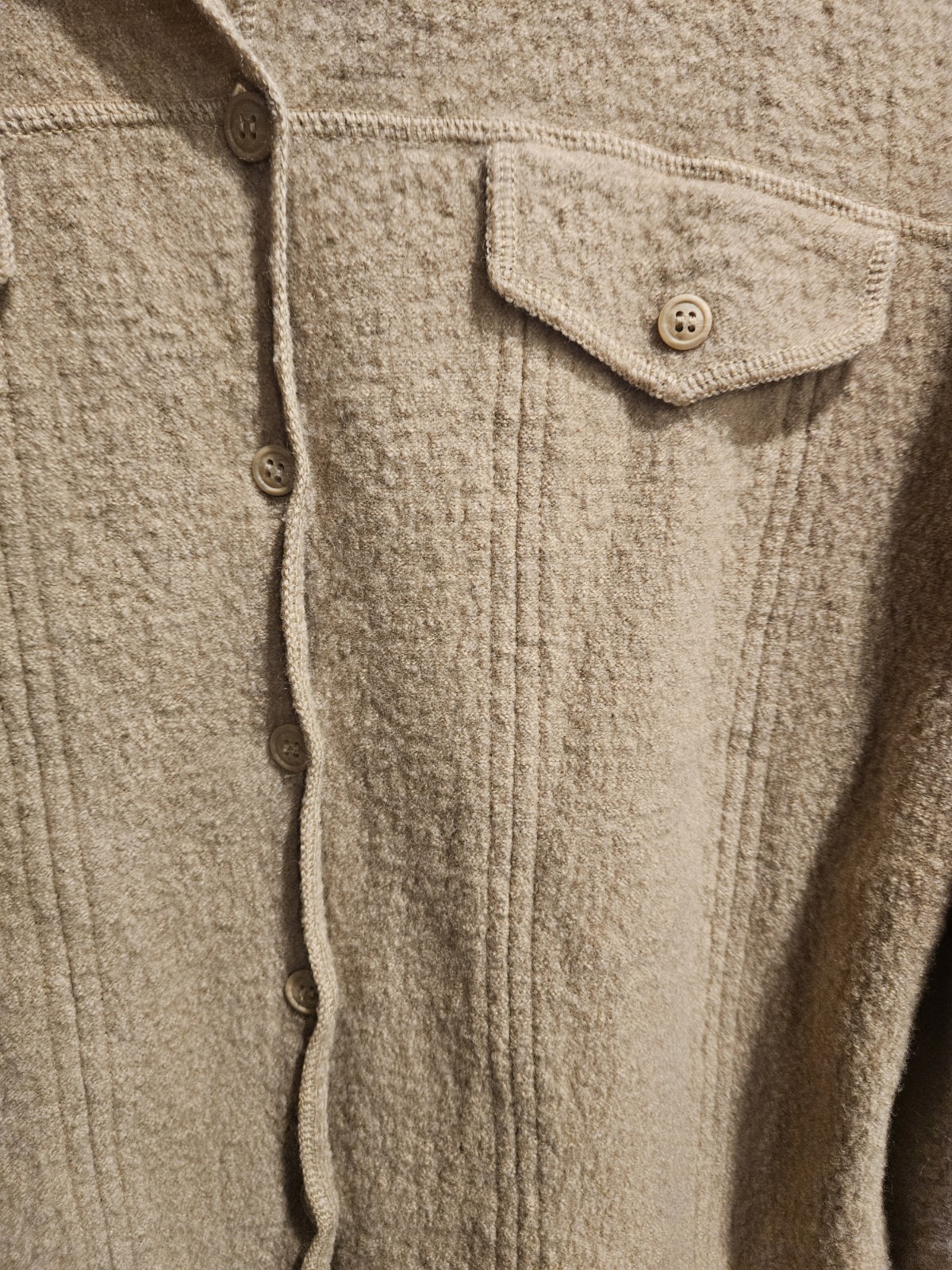 Talbots 100% Wool Shacket Neutral Button Up Long … - image 2