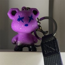 Bear Animal Keychain with Purple, Black Colors  Detachable Keyring