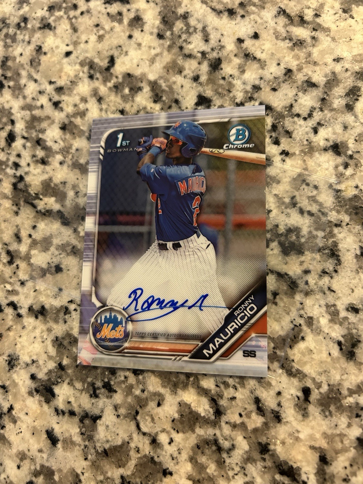 2019 Bowman Chrome Prospect Auto Autograph Ronny Mauricio RC Mets
