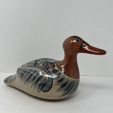 Tonala Mexican Folk Art Pottery Duck Hand Painted Vtg Collectible