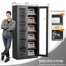 Tall Metal Filing Cabinet Modern Storage Cupboard 5 Tier Shelf File Locker Unit