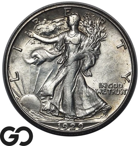 1929-D Walking Liberty Half Dollar, Tough This Nice, BU++ Better Date Daenver!