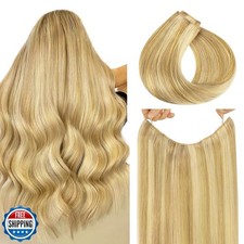 HOTBANANA Wire Hair Extensions, 18 inch 95g Light Blonde Highlighted Golden B
