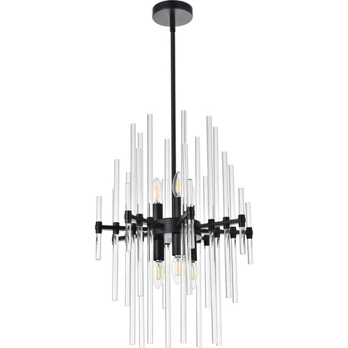 Elegant Lighting 2502D17BK Sienna 6 Light 17 inch Black Pendant Ceiling Light - Picture 7 of 8