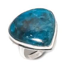Natural Neon Blue Apatite Gemstone 925 Sterling Silver Jewelry Ring Size 7 Y618